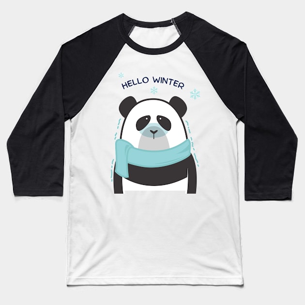 Hello winter - funny panda Baseball T-Shirt by Nekojeko